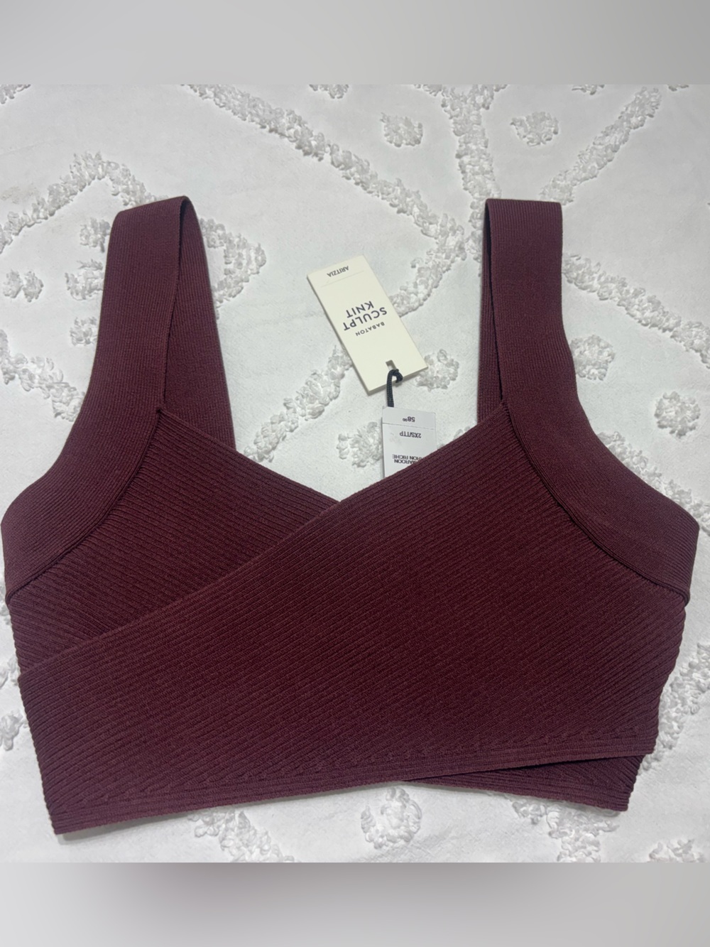 Aritzia Sculpt Knit Crop Top in Rich Maroon